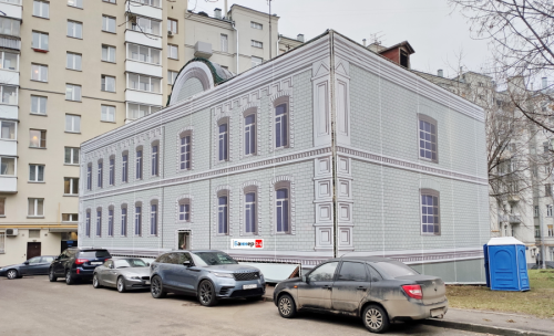 Сетка фальшфасад на фасад здание в Москве - ул. Крымский тупик д.12